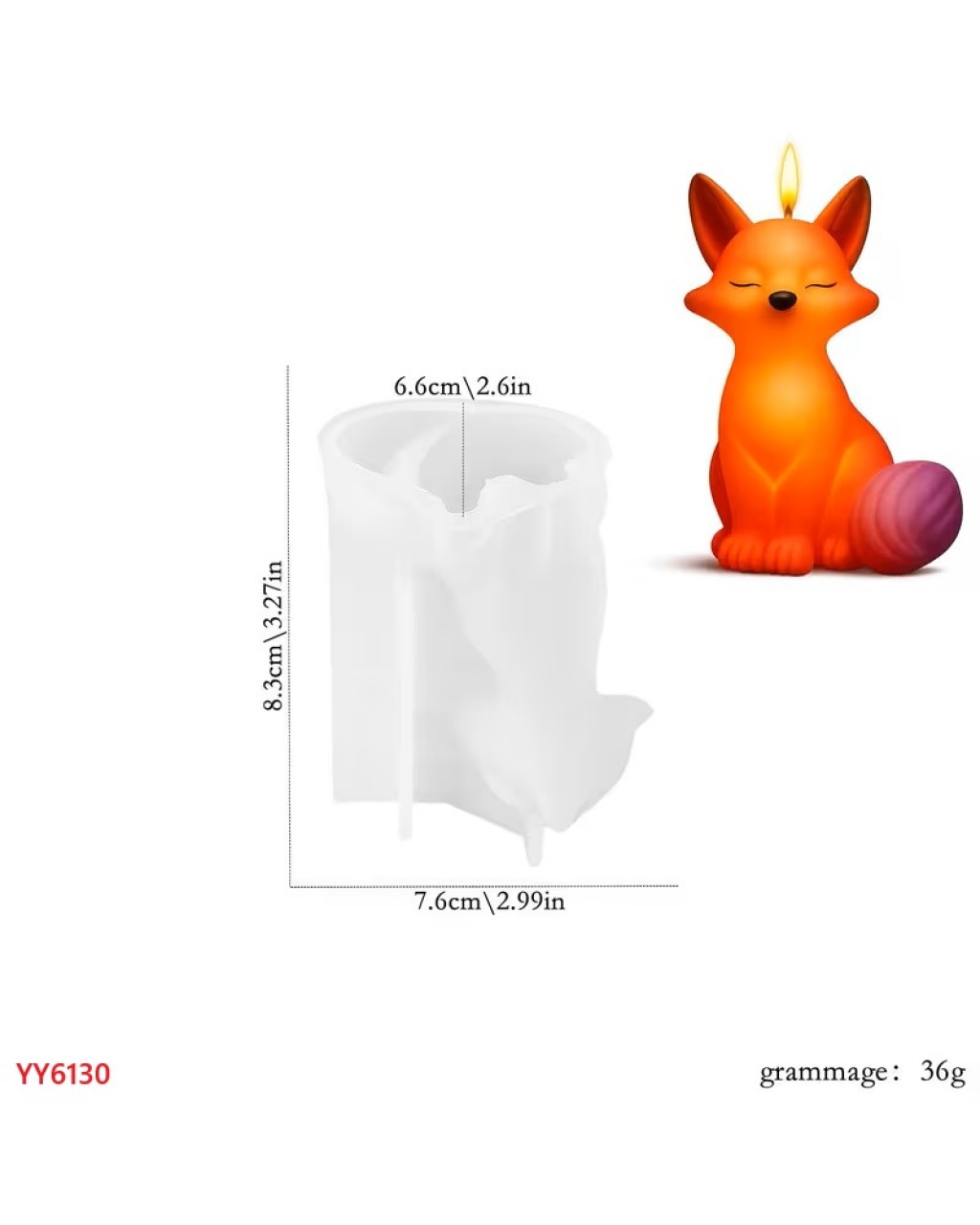 YY6130 Oturan Tilki Mum Biblo Silikon Kalıp